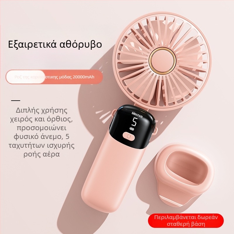 KESIJAR Χειρολαβής Αναδιπλούμενος Φορητός Ανεμιστήρας USB με Ενσωματωμένη Μπαταρία 6000mAh, 5 λεπίδες, 5 ταχύτητες, Μοτέρ Brushless, ABS Κέλυφος, 6–8 ώρες Λειτουργίας