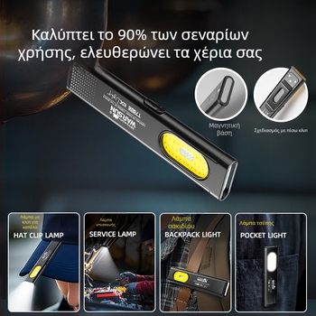 Wolson T7Pro Φακός — επαναφορτιζόμενος, υπερφωτεινός, για εξωτερική χρήση, συμπαγής φορητός φωτισμός εργασίας