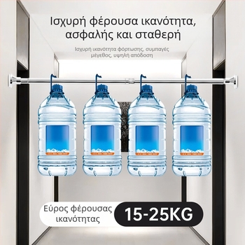 Τελεσκοπική ράγα από ανοξείδωτο ατσάλι με βελτιωμένη βάση για κρεμάστρες ντους, κουρτίνες πόρτας, ράβδες ντουλάπας και ράβδες στέγνωσης ρούχων
