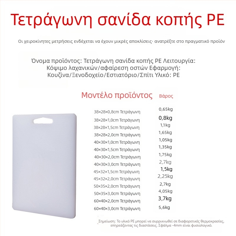 PE πλαστική σανίδα κοπής με αντιολισθητική επιφάνεια για την κουζίνα – ζύμη, φρούτα και κρέας
