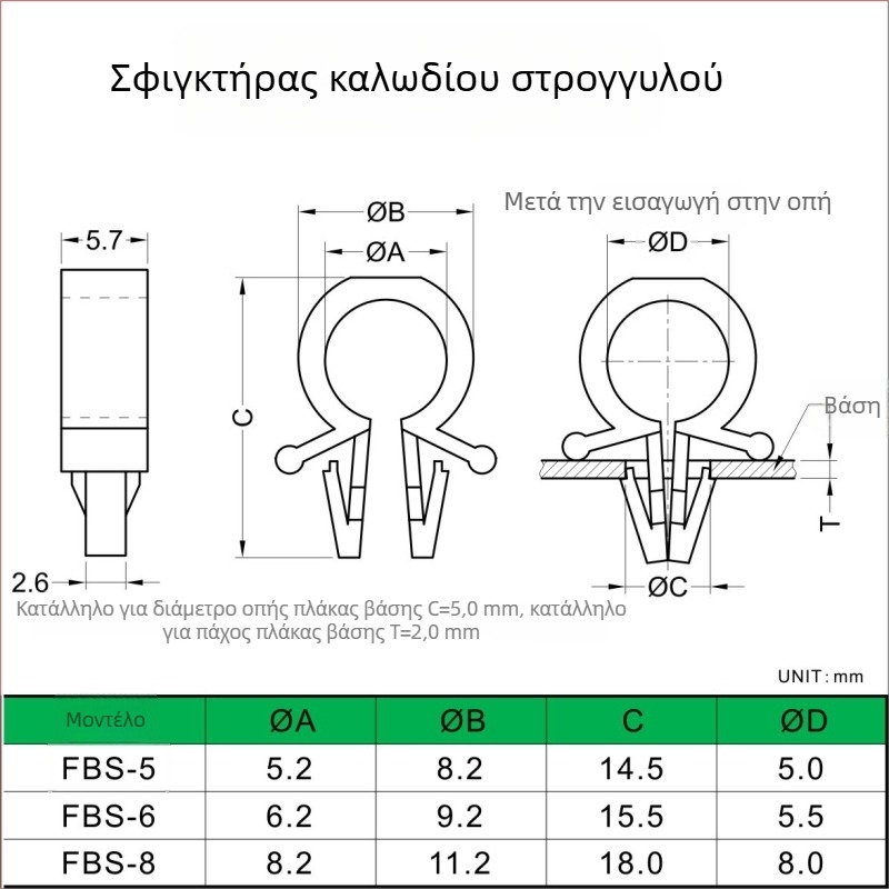Κλιπ καλωδίων απομόνωσης για PCB πλακέτα, στήριγμα καλωδίων και κλιπ στερέωσης αγωγών