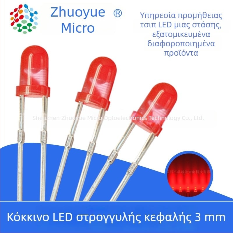 Δείκτης LED με άμεση σύνδεση, 3 mm κόκκινο LED, υψηλή φωτεινότητα, F3