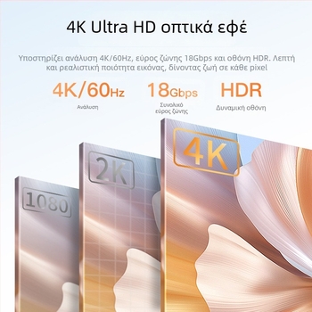 HDMI αρσενικό-θηλυκό επέκτασης καλώδιο, 4K60, επίχρυσο, μήκος 0,5–3 μέτρα