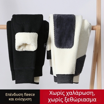 Ανδρικά θερμικά παντελόνια με φλις επένδυση, παχιά για τον χειμώνα, ψηλή μέση