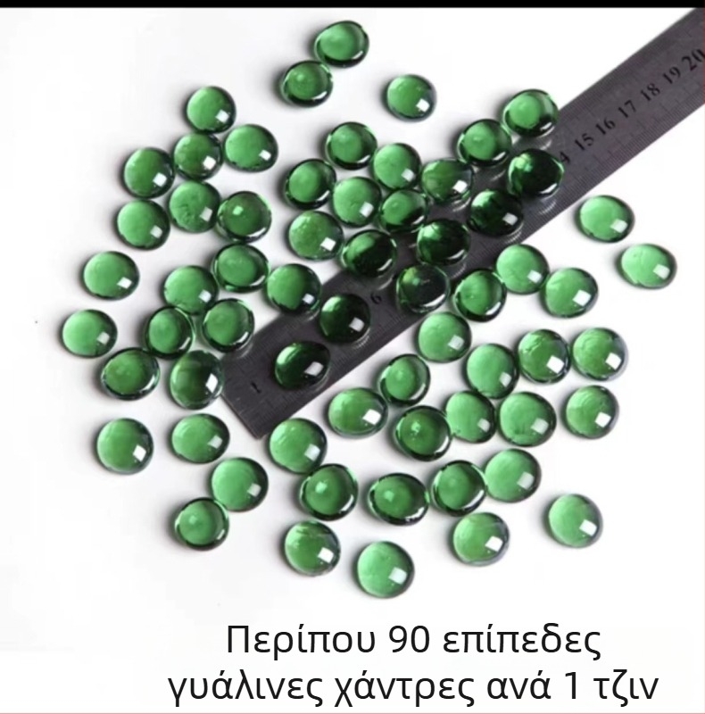 Πολύχρωμα μικρά χαλικάκια σε συνδυασμό με διαφανείς γυάλινες επίπεδες χάντρες για διακόσμηση υδροπονικών ενυδρείων και aquascaping