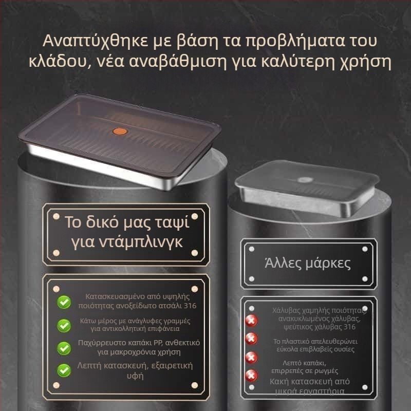 316 ανοξείδωτο χάλυβα κουτί αποθήκευσης με καπάκι, πολυλειτουργικό δοχείο συντήρησης/καταψύξης με παχύτερη στεγανοποίηση