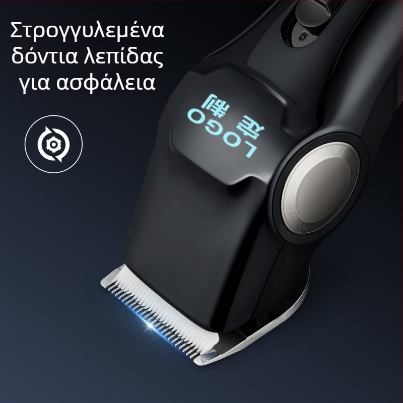 Επαγγελματικό κλιπέρ μαλλιών με λεπίδα από ανοξείδωτο ατσάλι, αντρικός ηλεκτρικός τριμερ για τα μαλλιά, ισχυρός κλιπέρ με ψηφιακή οθόνη, χωρίς ψήκτρες
