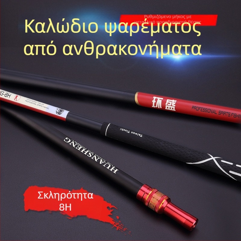 HUANSHENG Καρβονική τηλεσκοπική ράβδος για δίχτυα αλιείας με ρυθμιζόμενη θέση, διπλής χρήσης, πολύ ελαφριά, μήκος 2,1 μm