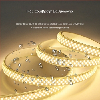 Εξωτερική LED λωρίδα 220V IP65 αδιάβροχη, 348 LED ανά μέτρο, 22W, ευρεία δέσμη 180°, μονοχρωματική, 2835 SMD, ισχυρός αρχιτεκτονικός φωτισμός για σήραγγες και γέφυρες