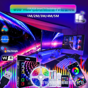 RGB LED ταινία φόντου τηλεόρασης — φωτισμός περιβάλλοντος με συγχρονισμό με τη μουσική, Wi‑Fi/Bluetooth, έξυπνο φωτιστικό για gaming γραφείο