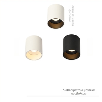 LED Downlight με αντιθαμβωτικό φωτισμό, ρυθμιζόμενο, χωρίς οπή εγκατάστασης, κυκλικό επιφανειακά τοποθετούμενο