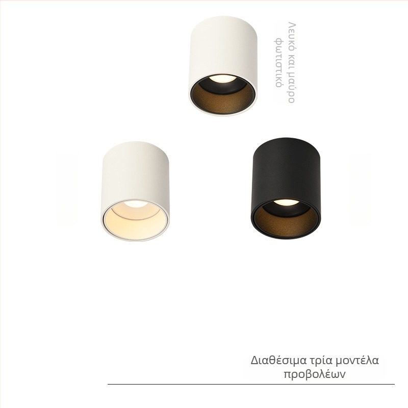 LED Downlight με αντιθαμβωτικό φωτισμό, ρυθμιζόμενο, χωρίς οπή εγκατάστασης, κυκλικό επιφανειακά τοποθετούμενο