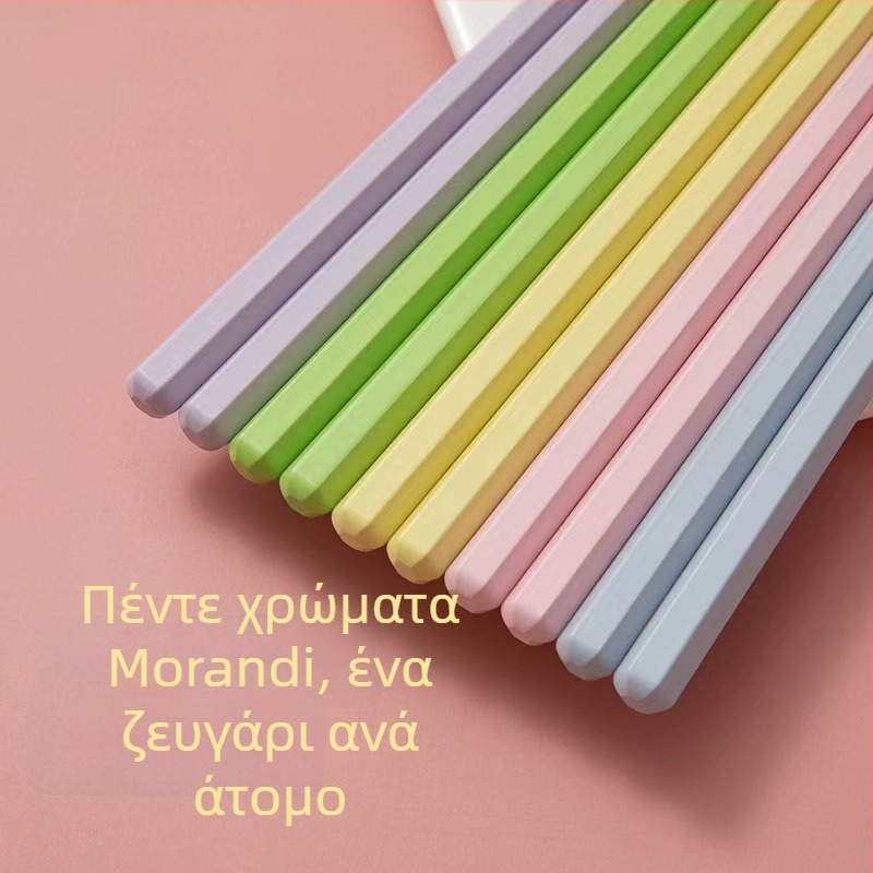 Ξυλάκια φαγητού σε ιαπωνικό στυλ, χρωματιστά για οικιακή χρήση, ένα σετ ανά άτομο, ροζ έμπνευση μακάρον, ανθεκτικά σε υψηλές θερμοκρασίες, κράμα ανθεκτικό στη μούχλα