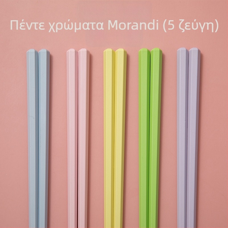 Ξυλάκια φαγητού σε ιαπωνικό στυλ, χρωματιστά για οικιακή χρήση, ένα σετ ανά άτομο, ροζ έμπνευση μακάρον, ανθεκτικά σε υψηλές θερμοκρασίες, κράμα ανθεκτικό στη μούχλα