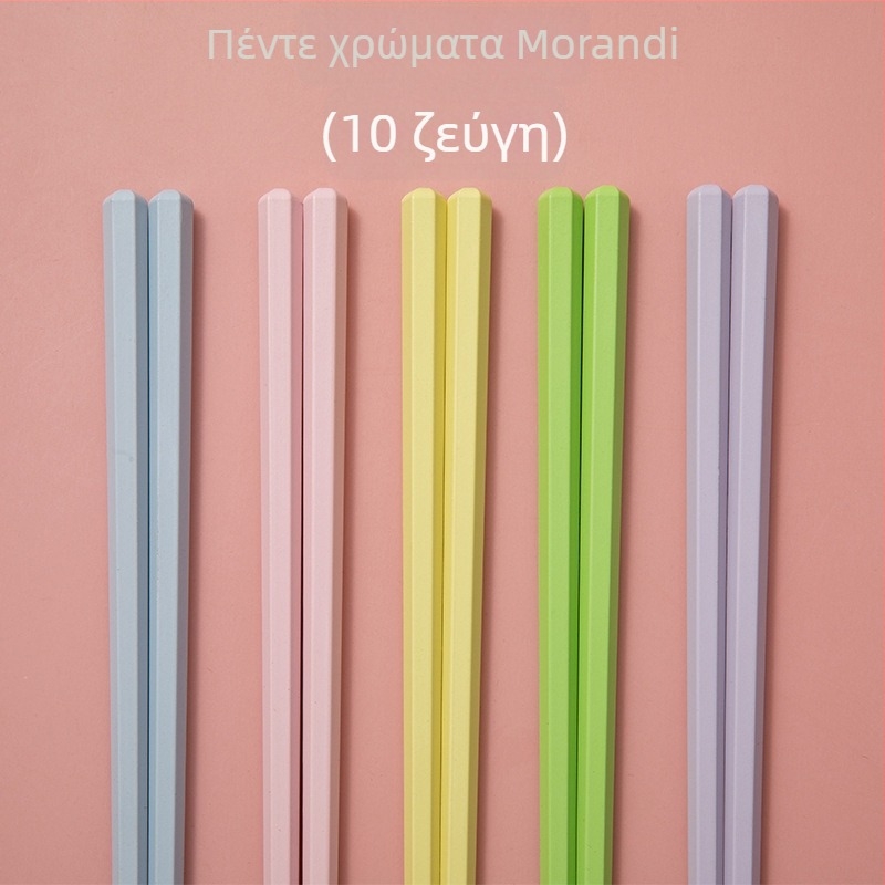 Ξυλάκια φαγητού σε ιαπωνικό στυλ, χρωματιστά για οικιακή χρήση, ένα σετ ανά άτομο, ροζ έμπνευση μακάρον, ανθεκτικά σε υψηλές θερμοκρασίες, κράμα ανθεκτικό στη μούχλα