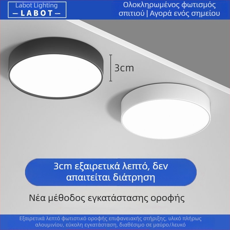 Εξαιρετικά λεπτό κυκλικό LED φωτιστικό οροφής επιφανειακής τοποθέτησης για σαλόνι, κρεβατοκάμαρα και διάδρομο