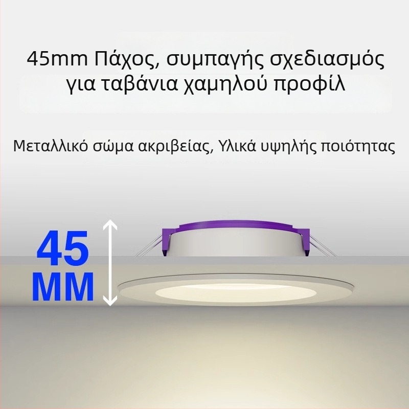 LED downlight για οροφή, 5W/9W/12W για σαλόνι, ενσωματωμένο φωτιστικό με άνοιγμα 7,5 cm, 220V, θερμοκρασία χρώματος 6500K/4000K/3000K