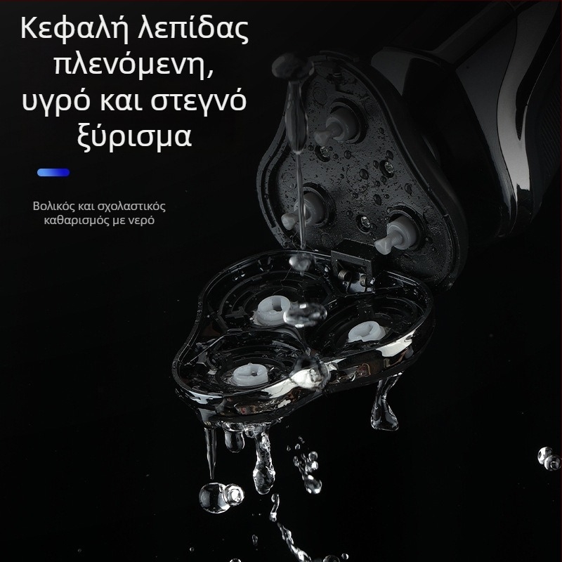 Dingke LED5000 Ηλεκτρική ξυριστική μηχανή – 3-σε-1 με πλωτή κεφαλή τριών λεπίδων, τριμερ για τη μύτη, αποσπώμενη και πλενόμενη κεφαλή