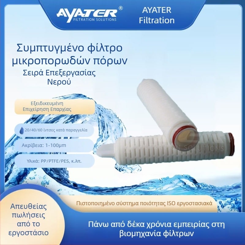 5 ιντσών PTFE πτυχωτό φίλτρο με μεμβράνη PP μικροπόρων, 0,22 μm, διεπαφή 226