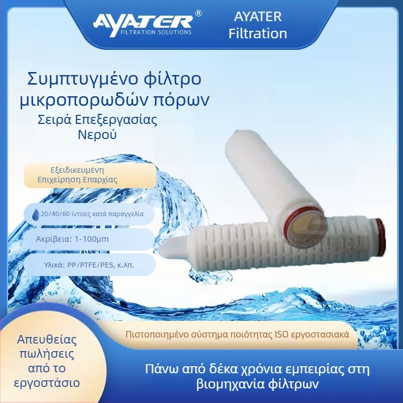 5 ιντσών PTFE πτυχωτό φίλτρο με μεμβράνη PP μικροπόρων, 0,22 μm, διεπαφή 226