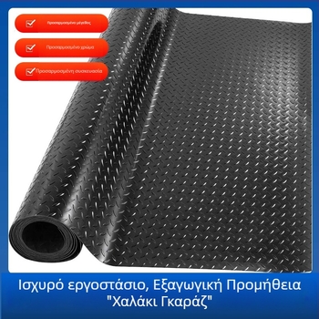 Μαύρο-Γκρι PVC χαλάκι δαπέδου με μοτίβο διαμαντιού, αντιολισθητικό και αδιάβροχο για γκαράζ και κουζίνα