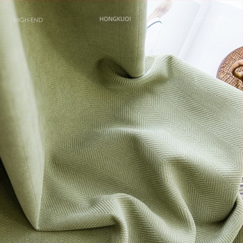Κόκκινες ευρείες τουρκικές κουρτίνες Jacquard Chenille με σχέδιο ψαροκόκαλο και πυκνή σκίαση για υπνοδωμάτιο και σαλόνι