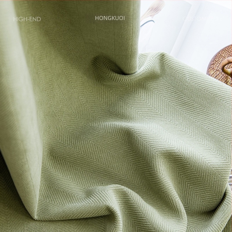 Κόκκινες ευρείες τουρκικές κουρτίνες Jacquard Chenille με σχέδιο ψαροκόκαλο και πυκνή σκίαση για υπνοδωμάτιο και σαλόνι