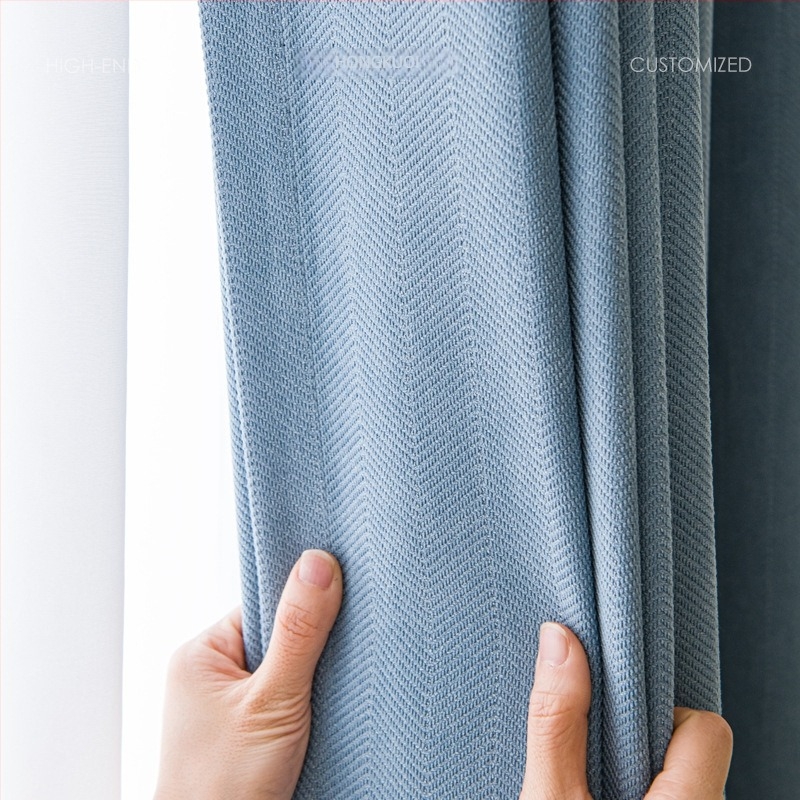 Κόκκινες ευρείες τουρκικές κουρτίνες Jacquard Chenille με σχέδιο ψαροκόκαλο και πυκνή σκίαση για υπνοδωμάτιο και σαλόνι