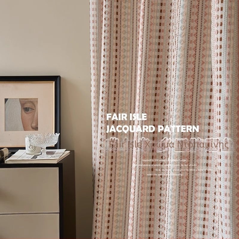 Κουρτίνες Fair Isle Jacquard για παιδικό δωμάτιο και σαλόνι, ελαφρύς πολυτελής ρετρό ρομαντικός σχεδιασμός