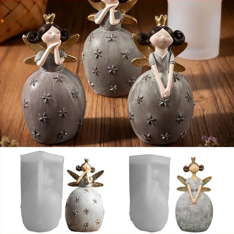 Καλούπι σιλικόνης για κεριά, χειροποίητο DIY, παραμυθένικο κορίτσι-άγγελος, δάσος και κήπος, γύψινες διακοσμητικές φιγούρες