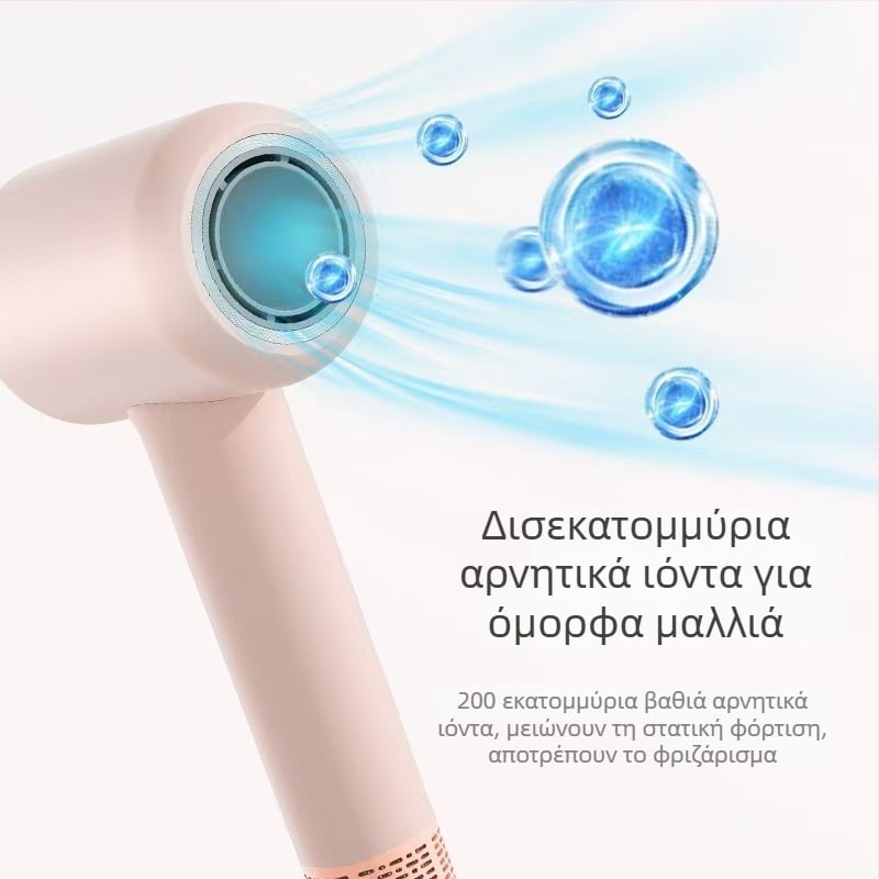 Στεγνωτήρας μαλλιών χωρίς λεπίδες, υψηλής ταχύτητας, αρνητικά ιόντα, ευφυής έλεγχος θερμοκρασίας, 1600 W, 220 V, δύο ταχύτητες αέρα, κρύο/θερμό αέρα