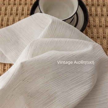 Κουρτίνες από πολυεστέρα με ύφανση chenille cashmere linen, διαπερατές φως αλλά μη διαφανείς, κρεμ cream λευκές για μπαλκόνι, σαλόνι και υπνοδωμάτιο