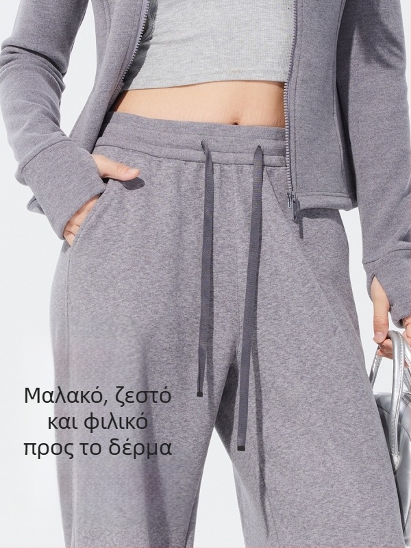 Γυναικείοι χειμωνιάτικοι παντελόνες ανθεκτικοί στον άνεμο με καμπύλη γραμμή και ευρύ ίσιο παντελόνι, επενδυμένοι, καθημερινές αθλητικές παντελόνες