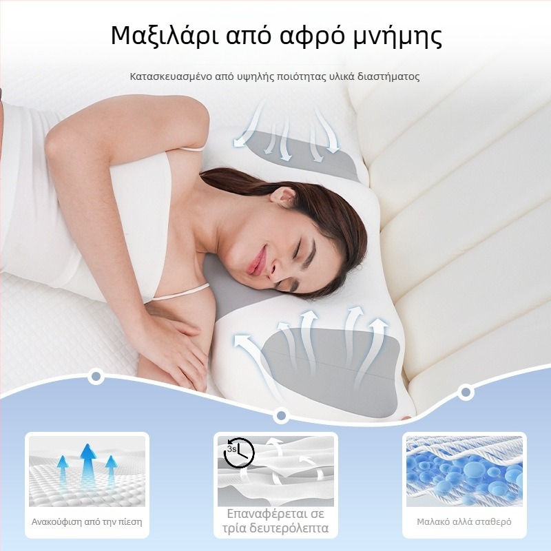 Μαξιλάρι από αφρό μνήμης με στήριξη αυχένα – πολυζωνικός διαχωρισμός για διαφορετικές θέσεις ύπνου, αργή επαναφορά, για ενήλικες