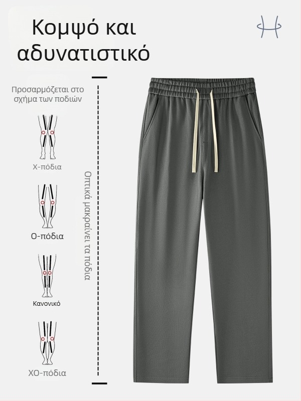 Ανδρικά casual παντελόνια από 100% βαμβάκι, βαρέος βάρους, φαρδιά γραμμή, μακριά παντελόνια για καθημερινή χρήση, 2026 Άνοιξη-Φθινόπωρο