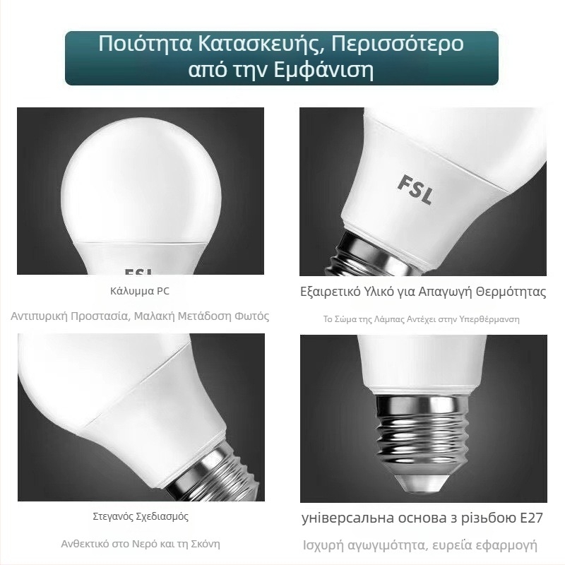 FSL LED λαμπτήρας, βάση E27, εσωτερικός φωτισμός υψηλής φωτεινότητας