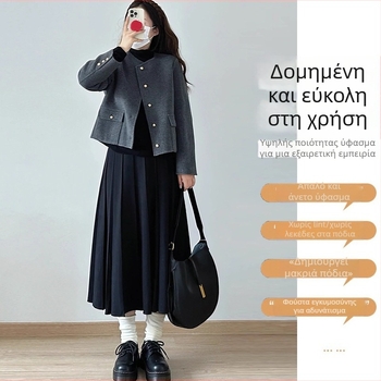 Για εγκύους: πλισέ φούστα μέσου μήκους από μαλλί με Α-γραμμή και κάλυψη ισχίων, 95%+ περιεκτικότητα μαλλιού, απλός ιστός, χειμερινό στυλ