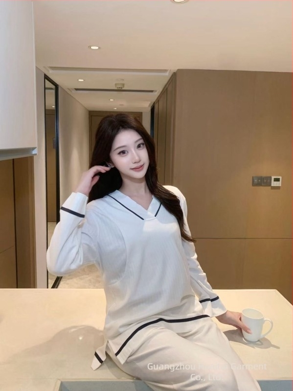 Μητρικές πιτζάμες για θηλασμό, μακριά μανίκια, V-λαιμόκοψη, μονόχρωμες, βαμβάκι >95%, κωδικός A2209