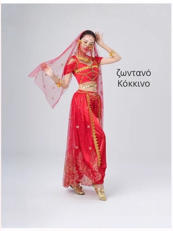 Εξωτικό ινδικό κοστούμι χορού της κοιλιάς για σκηνή – Μείγμα Δίκτυου-Σπαντέξ, 50–70% Σπάντεξ, Κομψό Ρετρό Στυλ