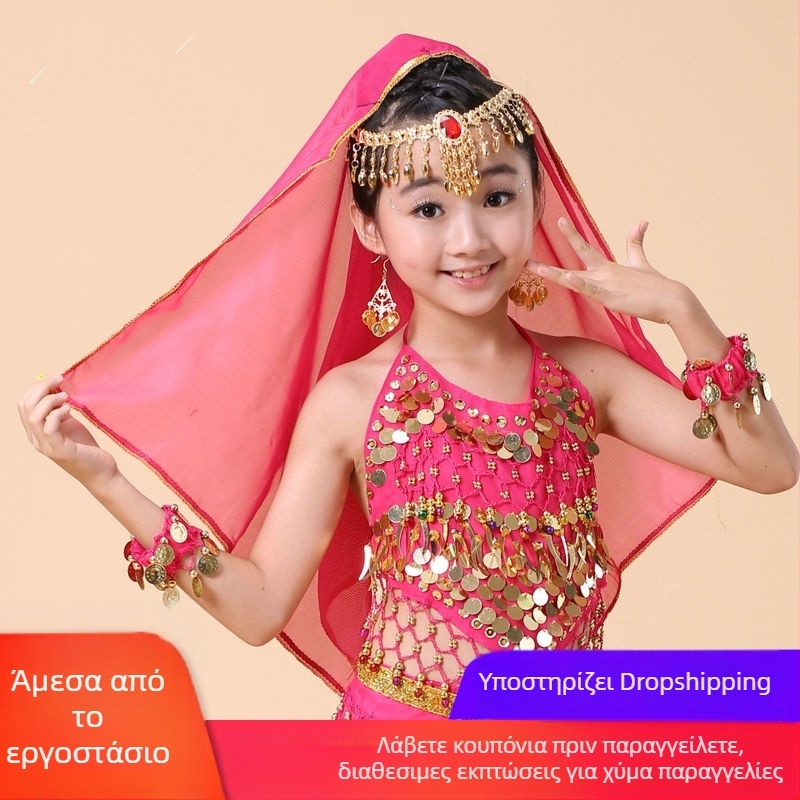 Μεταλλικό αξεσουάρ μαλλιών για Belly Dance με πέπλο, ηλεκτροπλατιωμένη επιφάνεια, παιδικό κάλυμμα κεφαλής, στυλ Εθνικό