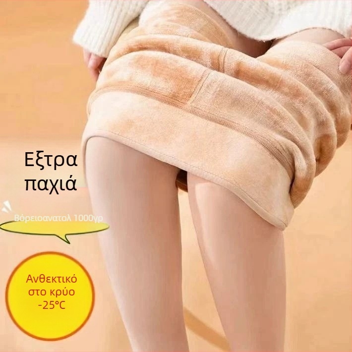 Νάιλον υπερ-χοντρά ζεστά καλσόν με φλίς επένδυση, μονόχρωμο σχέδιο