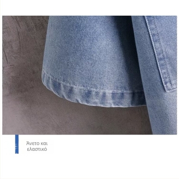 Ανδρικό καλοκαιρινό denim πουκάμισο με κοντομάνικο, στενή γραμμή, ευρύς γιακάς, ελαφρύ μείγμα πολυεστέρα, εκτύπωση σε χρωματική συνοχή