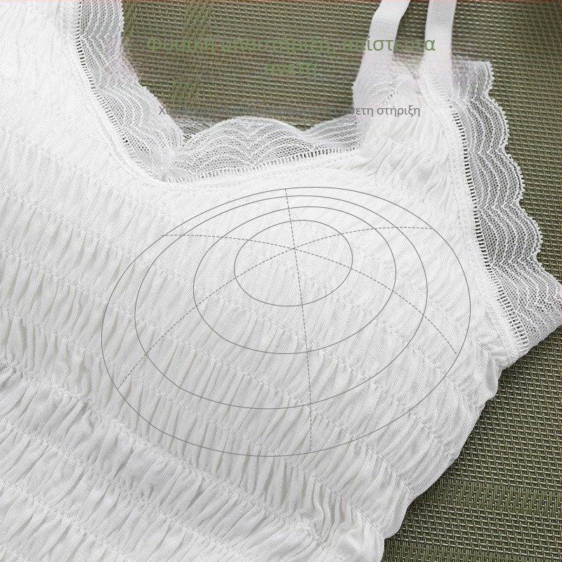 Γαλλικού στυλ δαντελένιο κορμάκι με πλισέ, χωρίς ιμάντες, κοντό, χωρίς ραφές, 92% νάιλον, για γυναίκες