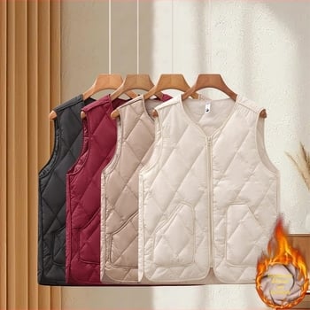 Γυναικείο βαμβακερό γιλέκο φθινοπωρινό-χειμερινό, κομψό στιλ μετακίνησης, χωρίς σιδέρωμα, μήκος 50–65 εκ.