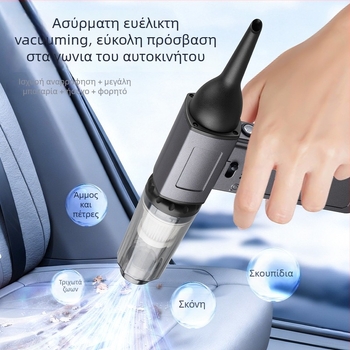 Kehui Φορητή Σκούπα Αυτοκινήτου, αναρρόφηση 20000Pa, ισχύς 10W, ασύρματη επαναφορτιζόμενη, αυτονομία 1–3 ωρών, αφαίρεση ακάρεων