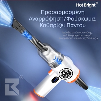 Ασύρματο φορητό καθαριστικό αυτοκινήτου και οικιακό — διπλής λειτουργίας αναρρόφηση και φύσημα, ενσωματωμένη μπαταρία 3001–4000mAh, 5W, αναρρόφηση ≥25kPa, πίεση >5000Pa, USB τροφοδοσία