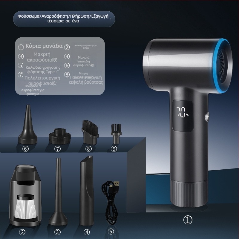 Χειροκίνητος αυτοκινητικός σκονιστήρας, χωρίς ψήκτρες, τρία σε ένα, 7.4V, 90W, 5500Pa, ασύρματος