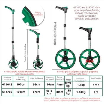 Tuosen χειροκίνητος μετρητής απόστασης – Υψηλής ακρίβειας τροχός μέτρησης απόστασης, εμβέλεια 9999, ακρίβεια 1