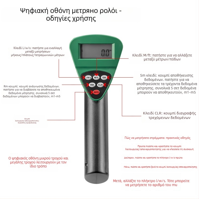 Tuosen χειροκίνητος μετρητής απόστασης – Υψηλής ακρίβειας τροχός μέτρησης απόστασης, εμβέλεια 9999, ακρίβεια 1