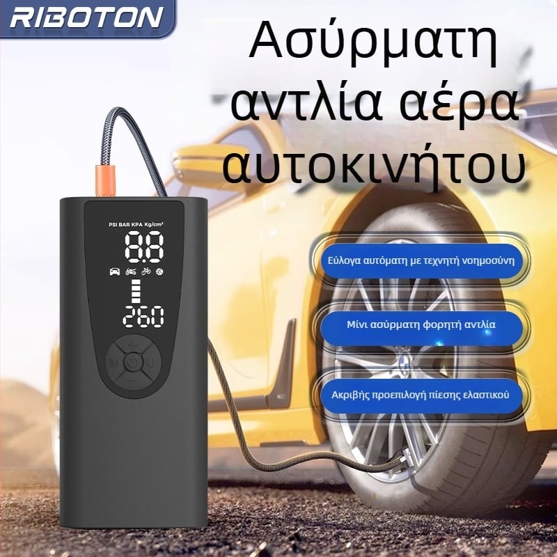 Ασύρματη αντλία αέρα αυτοκινήτου, φορητή ηλεκτρική αντλία ελαστικών με ψηφιακή οθόνη, 30 L/min, 5V, με μπαταρία, φόρτιση USB